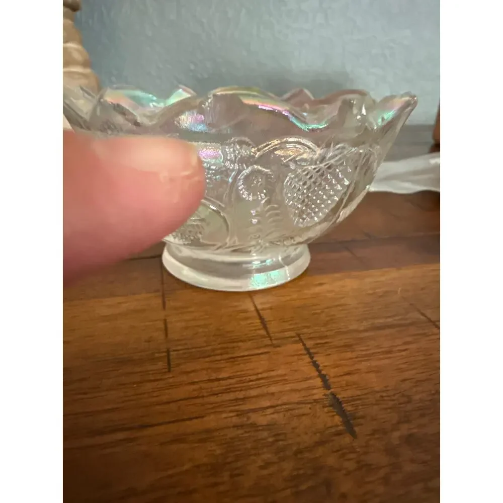 Vintage Fenton Clear Iridescent Glass Strawberry Fairy Lamp - Picture 5 of 9